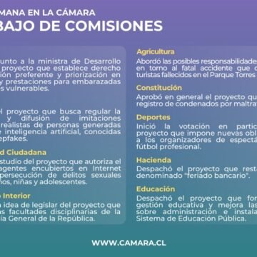 Trabajo de las comisiones de la Cámara esta semana