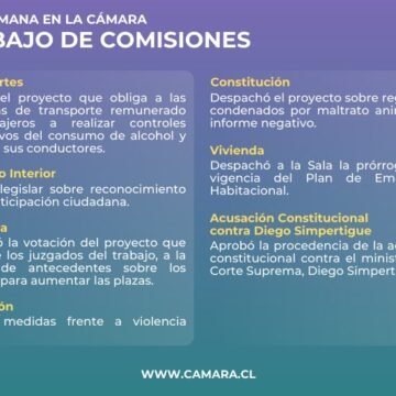 Avances legislativos de las comisiones de la Cámara