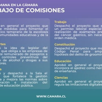 Trabajo de las comisiones de la Cámara de esta semana