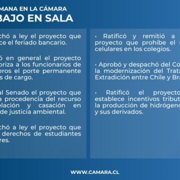 Sala de la Cámara despachó cuatro nuevas leyes esta semana